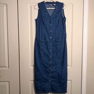 Faded Glory Denim Sleeveless Button-Down Dress
